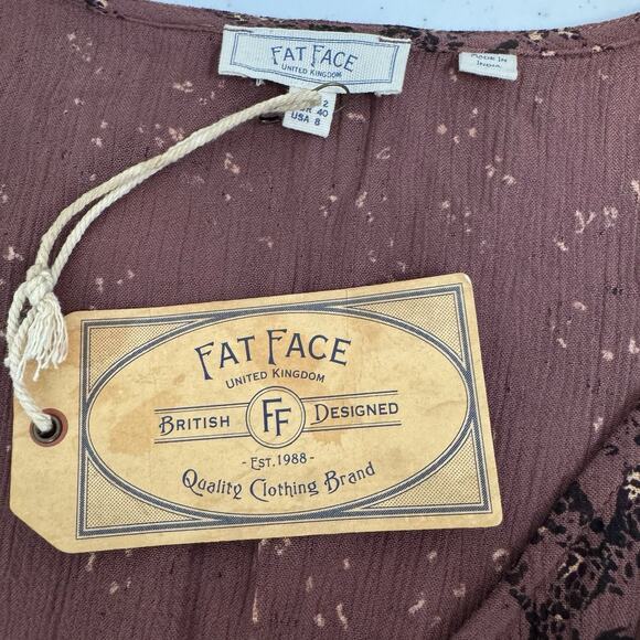 Fat Face Odette Tonal Leopard Dress Womens US Sz 8 Maxi Flutter Sleeve Tie Belt - Picture 10 of 16